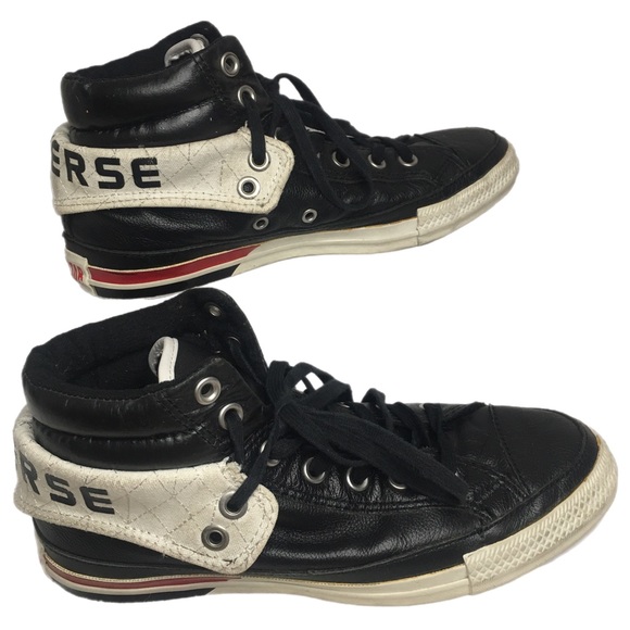 Rare leather Converse two fold high tops. Mens 6/Womens 8 - Picture 9 of 13
